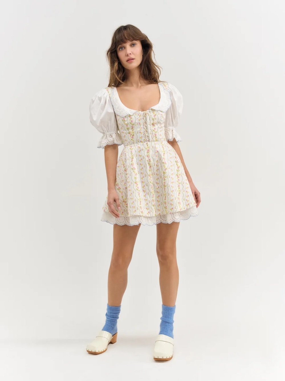 For Love & Lemons Brigitta Floral Short Sleeve Mini Dress | XS | NWT